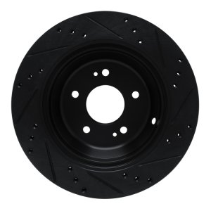 Hyundai Equus Brake Rotor (1) - Rear Left - R1 Concepts - Drilled & Slotted - Black - `11-`17
